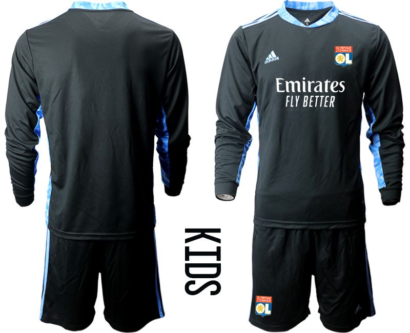 Youth 2020-2021 club Olympique Lyonnais black long sleeve goalkeeper Soccer Jerseys